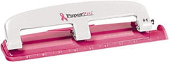 PaperPro - Paper Punches Type: 12 Sheet Manual Three Hole Punch Color: Pink - Apex Tool & Supply