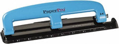 PaperPro - Paper Punches Type: 12 Sheet Manual Three Hole Punch Color: Blue/Black - Apex Tool & Supply