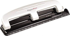 PaperPro - Paper Punches Type: 12 Sheet Manual Three Hole Punch Color: Black/Gray - Apex Tool & Supply