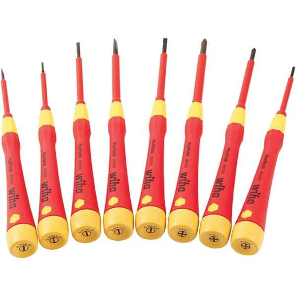 Wiha - 8 Piece Slotted & Phillips Screwdriver Set - #00 to #1 Phillips Size - Apex Tool & Supply