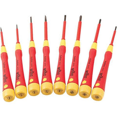 Wiha - 8 Piece Slotted & Phillips Screwdriver Set - #00 to #1 Phillips Size - Apex Tool & Supply