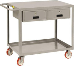 Little Giant - 1,200 Lb Capacity, 24" Wide x 54" Long x 35" High Shelf Cart - 2 Shelf, Steel, 2 Rigid/2 Swivel Casters - Apex Tool & Supply