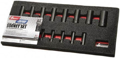Ability One - 14 Piece 3/8" Drive Deep Well Impact Socket Set - 6 Points, 8mm to 24mm Range, Inch Measurement Standard - Apex Tool & Supply