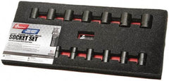Ability One - 15 Piece 1/2" Drive Impact Socket Set - 6 Points, 10mm to 24mm Range, Metric Measurement Standard - Apex Tool & Supply