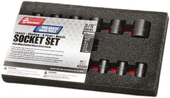 Ability One - 14 Piece 3/8" Drive Impact Socket Set - 6 Points, 8mm to 24mm Range, Inch Measurement Standard - Apex Tool & Supply