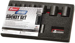 Ability One - 11 Piece 3/8" Drive Impact Socket Set - 6 Points, 3/8" to 1" Range, Inch Measurement Standard - Apex Tool & Supply