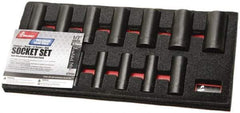 Ability One - 13 Piece 1/2" Drive Deep Well Impact Socket Set - 6 Points, 1/8" to 1-1/4" Range, Inch Measurement Standard - Apex Tool & Supply