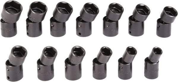 Proto - 13 Piece 1/2" Drive Black Finish Impact Socket Set - 6 Points, 1/2" to 1-1/4" Range, Inch Measurement Standard - Apex Tool & Supply