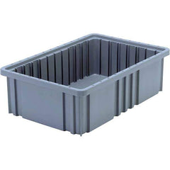Quantum Storage - 40 Lb Load Capacity Gray Polypropylene Dividable Container - Stacking, 5" Long x 10.9" Wide x 16-1/2" High - Apex Tool & Supply