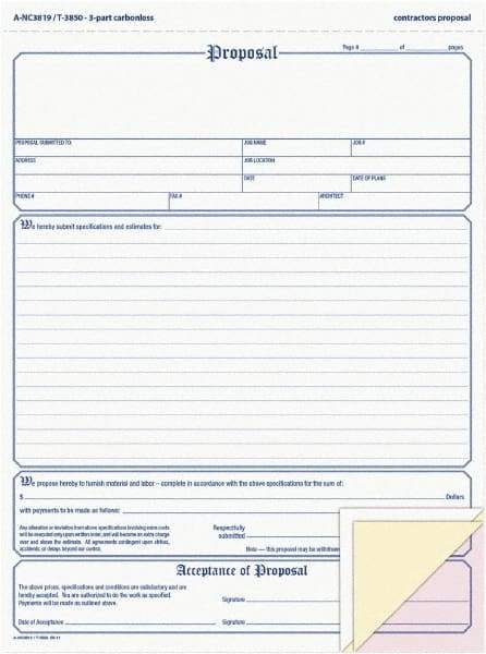 Adams Business Forms - 50 Sheet, 8-1/2 x 11-7/16", Sales Order Book - White, Canary & Pink - Apex Tool & Supply