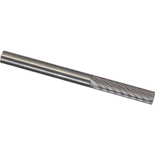 Made in USA - 5mm Cut Diam, 0.2362" Shank Diam, Cylinder Head Single Cut Burr - Carbide, 16mm LOC, 50mm OAL - Apex Tool & Supply