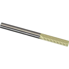 Made in USA - 1/8" Cut Diam, 1/8" Shank Diam, Cylinder Head Diamond Cut Burr - Carbide, 9/16" LOC, 1-1/2" OAL - Apex Tool & Supply