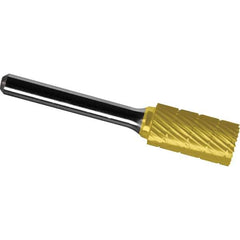 Made in USA - 7/16" Cut Diam, 1/4" Shank Diam, Cylinder with End Cut Head Chipbreaker Cut Burr - Carbide, 1" LOC, 2-3/4" OAL - Apex Tool & Supply