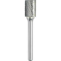 Made in USA - 8mm Cut Diam, 0.2362" Shank Diam, Cylinder Head Double Cut Burr - Carbide, 25mm LOC, 70mm OAL - Apex Tool & Supply
