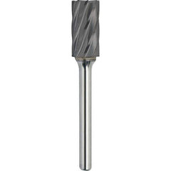 Made in USA - 3/8" Cut Diam, 1/4" Shank Diam, Cylinder with End Cut Head Aluma Cut Burr - Carbide, 3/4" LOC, 2-1/2" OAL - Apex Tool & Supply