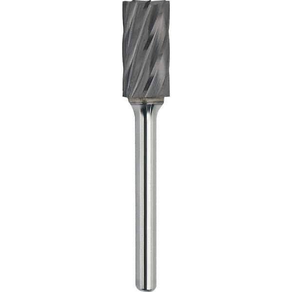 Made in USA - 19mm Cut Diam, 0.2362" Shank Diam, Cylinder with End Cut Head Aluma Cut Burr - Carbide, 25mm LOC, 70mm OAL - Apex Tool & Supply