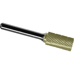 Made in USA - 8mm Cut Diam, 0.2362" Shank Diam, Cylinder with End Cut Head Chipbreaker Cut Burr - Carbide, 19mm LOC, 64mm OAL - Apex Tool & Supply