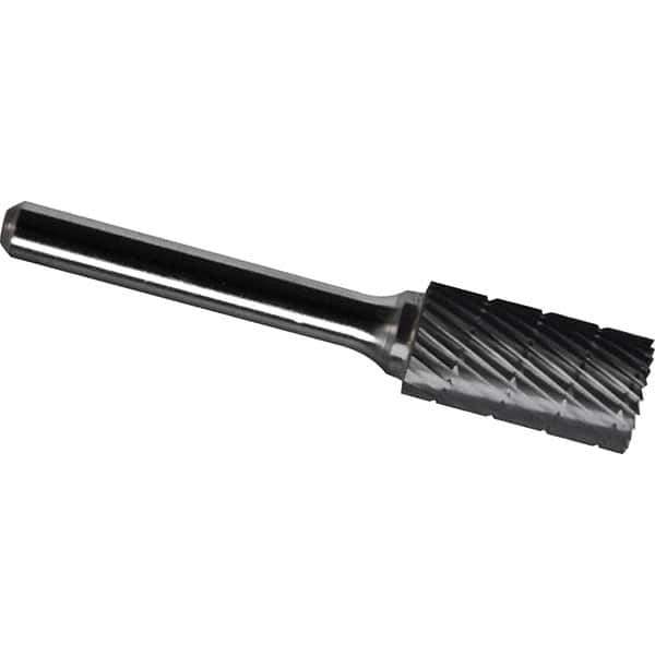 Made in USA - 9.5mm Cut Diam, 0.2362" Shank Diam, Cylinder Head Chipbreaker Cut Burr - Carbide, 25mm LOC, 69mm OAL - Apex Tool & Supply