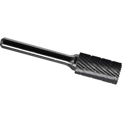 Made in USA - 1/2" Cut Diam, 0.2362" Shank Diam, Cylinder with End Cut Head Chipbreaker Cut Burr - Carbide, 25mm LOC, 70mm OAL - Apex Tool & Supply