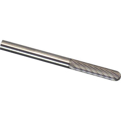 Made in USA - 1/8" Cut Diam, 1/8" Shank Diam, Cylinder with Radius Head Chipbreaker Cut Burr - Carbide, 9/16" LOC, 2" OAL - Apex Tool & Supply