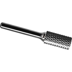 Made in USA - 3/8" Cut Diam, 1/4" Shank Diam, Cylinder Head Diamond Cut Burr - Carbide, 1-1/2" LOC, 3-1/4" OAL - Apex Tool & Supply