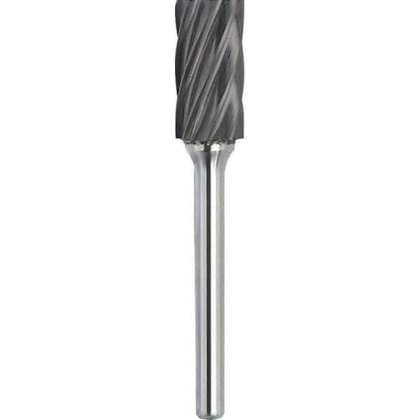 Made in USA - 3/8" Cut Diam, 1/4" Shank Diam, Cylinder Head Aluma Cut Burr - Carbide, 1-1/2" LOC, 3-1/4" OAL - Apex Tool & Supply