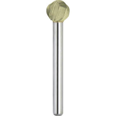 Made in USA - 5mm Cut Diam, 0.2362" Shank Diam, Ball Head Aluma Cut Burr - Carbide, 4mm LOC, 50mm OAL - Apex Tool & Supply
