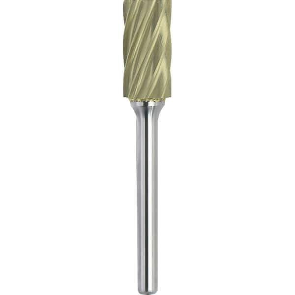 Made in USA - 16mm Cut Diam, 0.2362" Shank Diam, Cylinder Head Aluma Cut Burr - Carbide, 25mm LOC, 70mm OAL - Apex Tool & Supply