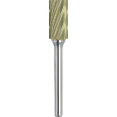 Made in USA - 3/4" Cut Diam, 1/4" Shank Diam, Cylinder Head Aluma Cut Burr - Carbide, 3/4" LOC, 2-1/2" OAL - Apex Tool & Supply