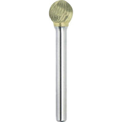Made in USA - 6.3mm Cut Diam, 0.1181" Shank Diam, Ball Head Single Cut Burr - Carbide, 5mm LOC, 44mm OAL - Apex Tool & Supply