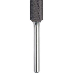 Made in USA - 6.3mm Cut Diam, 0.1181" Shank Diam, Cylinder Head Double Cut Burr - Carbide, 12.7mm LOC, 50mm OAL - Apex Tool & Supply