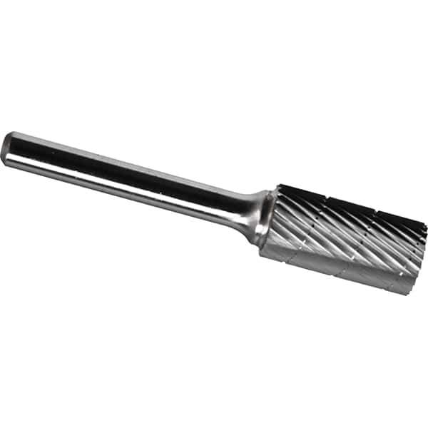 Made in USA - 8mm Cut Diam, 0.2362" Shank Diam, Cylinder Head Chipbreaker Cut Burr - Carbide, 19mm LOC, 64mm OAL - Apex Tool & Supply