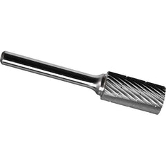 Made in USA - 9.5mm Cut Diam, 0.2362" Shank Diam, Cylinder Head Chipbreaker Cut Burr - Carbide, 25mm LOC, 70mm OAL - Apex Tool & Supply