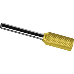 Made in USA - 9.5mm Cut Diam, 0.2362" Shank Diam, Cylinder Head Chipbreaker Cut Burr - Carbide, 25mm LOC, 69mm OAL - Apex Tool & Supply