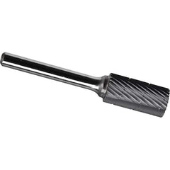 Made in USA - 9.5mm Cut Diam, 0.2362" Shank Diam, Cylinder Head Chipbreaker Cut Burr - Carbide, 19mm LOC, 63mm OAL - Apex Tool & Supply