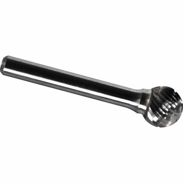 Made in USA - 1/2" Cut Diam, 1/4" Shank Diam, Ball Head Chipbreaker Cut Burr - Carbide, 7/16" LOC, 2-1/4" OAL - Apex Tool & Supply
