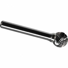 Made in USA - 9.5mm Cut Diam, 0.2362" Shank Diam, Ball Head Chipbreaker Cut Burr - Carbide, 8mm LOC, 54mm OAL - Apex Tool & Supply