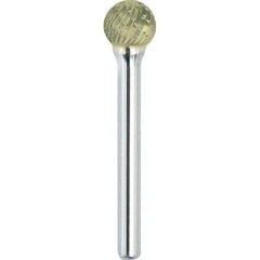 Made in USA - 1" Cut Diam, 0.2362" Shank Diam, Ball Head Double Cut Burr - Carbide, 21mm LOC, 68mm OAL - Apex Tool & Supply