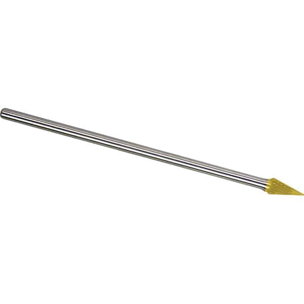 Made in USA - 3/8" Cut Diam, 1/4" Shank Diam, Cone Head Double Cut Burr - Carbide, 5/8" LOC, 6-5/8" OAL - Apex Tool & Supply