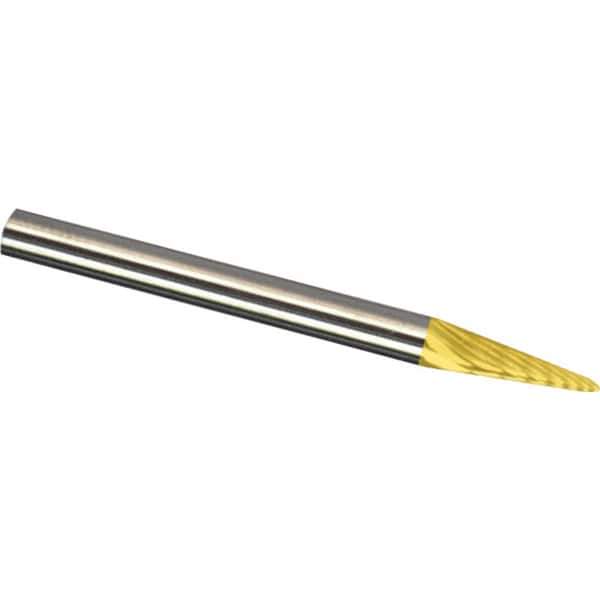 Made in USA - 6mm Cut Diam, 0.2362" Shank Diam, Cone Head Single Cut Burr - Carbide, 12.7mm LOC, 50mm OAL - Apex Tool & Supply