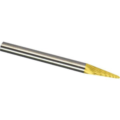 Made in USA - 6mm Cut Diam, 0.2362" Shank Diam, Cone Head Double Cut Burr - Carbide, 12.7mm LOC, 50mm OAL - Apex Tool & Supply