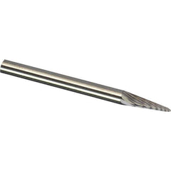 Made in USA - 3mm Cut Diam, 0.1181" Shank Diam, Cone Head Chipbreaker Cut Burr - Carbide, 8.9mm LOC, 38mm OAL - Apex Tool & Supply