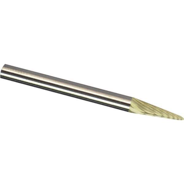 Made in USA - 6mm Cut Diam, 0.2362" Shank Diam, Cone Head Diamond Cut Burr - Carbide, 12.7mm LOC, 50mm OAL - Apex Tool & Supply