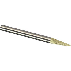 Made in USA - 3mm Cut Diam, 0.1181" Shank Diam, Cone Head Double Cut Burr - Carbide, 11mm LOC, 38mm OAL - Apex Tool & Supply
