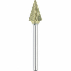 Made in USA - 1/4" Cut Diam, 1/4" Shank Diam, Cone Head Single Cut Burr - Carbide, 1" LOC, 2" OAL - Apex Tool & Supply