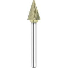 Made in USA - 16mm Cut Diam, 0.2362" Shank Diam, Cone Head Single Cut Burr - Carbide, 25mm LOC, 73mm OAL - Apex Tool & Supply