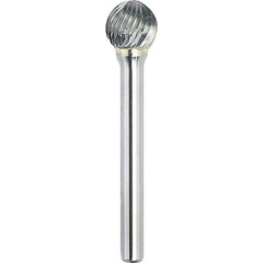 Made in USA - 5mm Cut Diam, 0.2362" Shank Diam, Ball Head Single Cut Burr - Carbide, 4mm LOC, 50mm OAL - Apex Tool & Supply