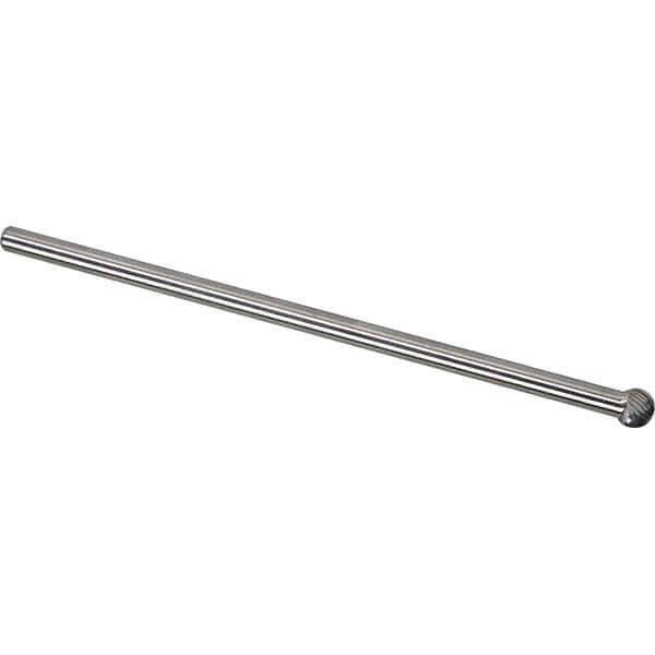 Made in USA - 3/8" Cut Diam, 1/4" Shank Diam, Ball Head Single Cut Burr - Carbide, 5/16" LOC, 6-3/8" OAL - Apex Tool & Supply