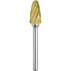 Made in USA - 6.3mm Cut Diam, 0.1181" Shank Diam, Tree with Radius Head Aluma Cut Burr - Carbide, 12.7mm LOC, 50mm OAL - Apex Tool & Supply
