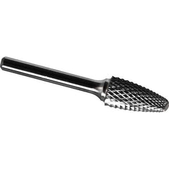 Made in USA - 9.5mm Cut Diam, 0.2362" Shank Diam, Tree with Radius Head Diamond Cut Burr - Carbide, 19mm LOC, 64mm OAL - Apex Tool & Supply